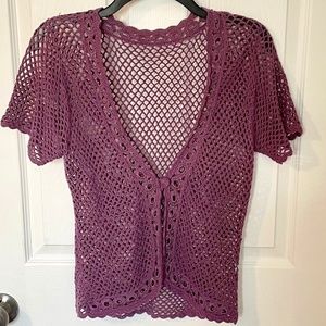 Purple Crochet Women's Cardigan